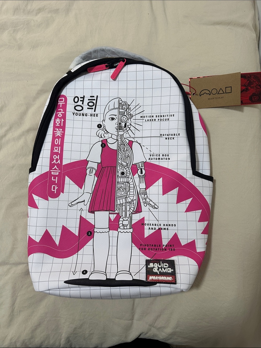 Sprayground Squid Game Graphic Robot Girl DLXSV backback - Young-Hee Design